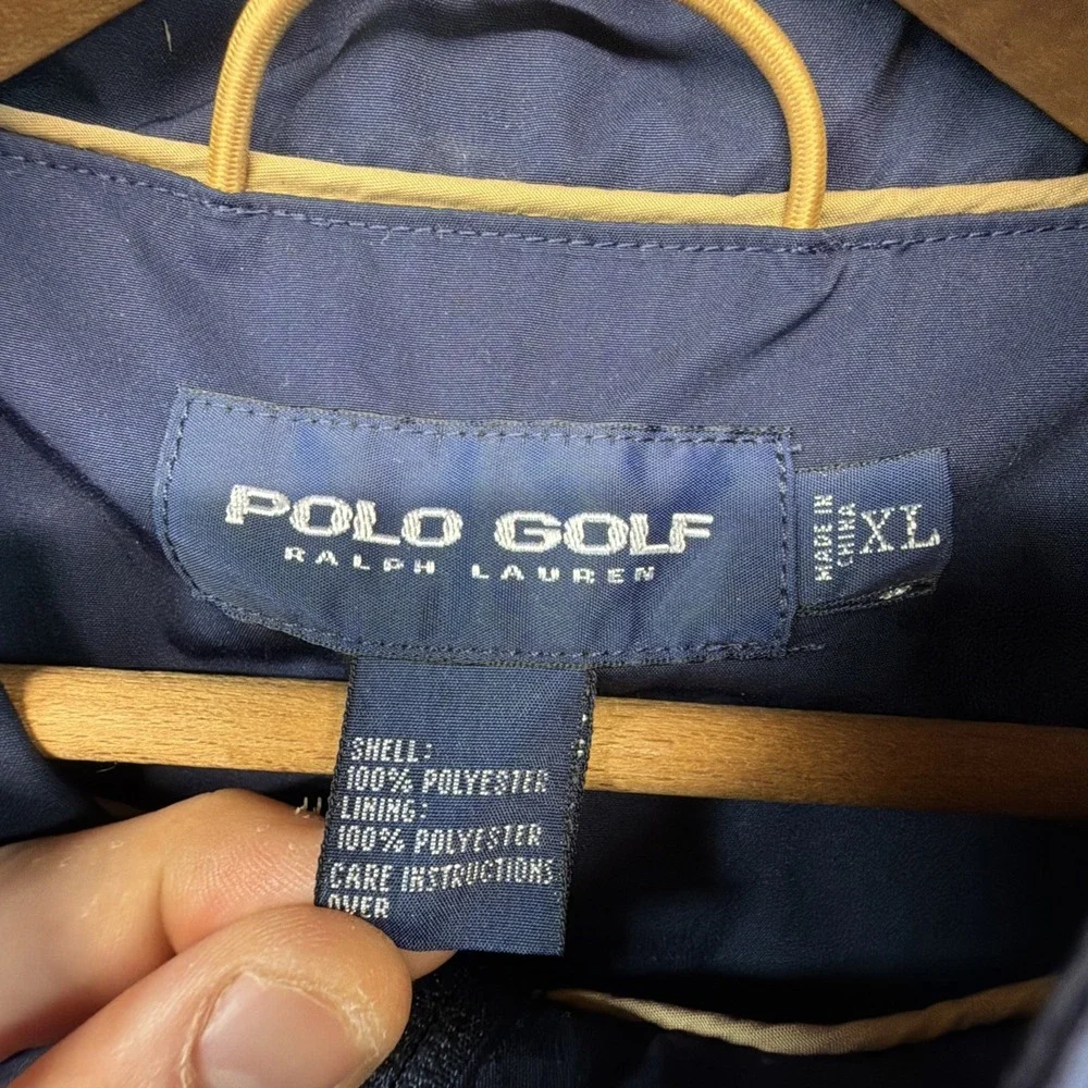 Polo Ralph Lauren Mens XL Mock Neck Full Zip Vest Golf Navy Blue Outdoor